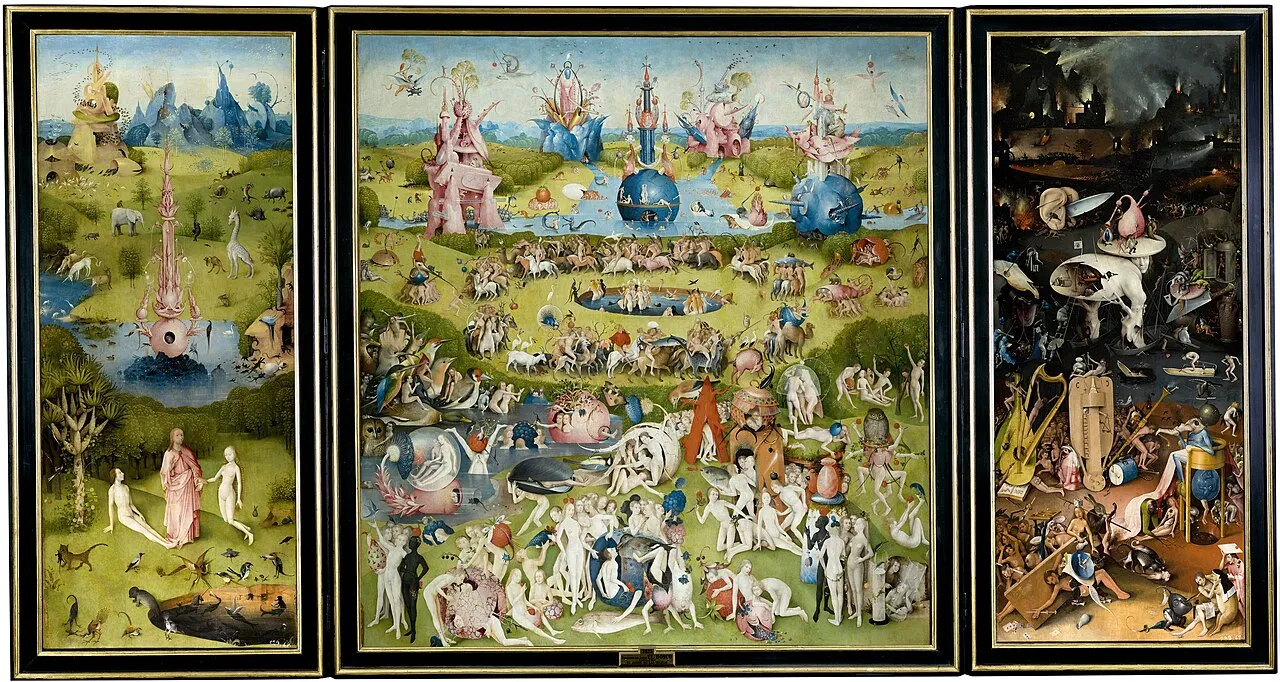 The Garden of Earthly Delights by Bosch (c. 1503), triptych at the Prado Museum
